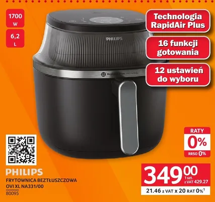 Frytkownica beztłuszczowa Philips Ovi XL NA331/00 promocja w Selgros
