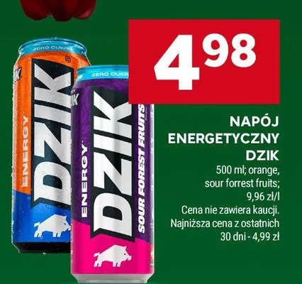 Napój energetyczny Dzik orange promocja w Stokrotka