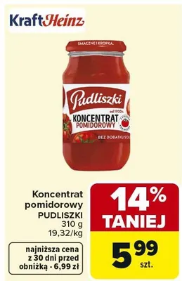 Koncentrat pomidorowy PUDLISZKI promocja w Carrefour