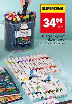 Markery akrylowe dwustronne LOOZZ 24-pak promocja w Biedronka