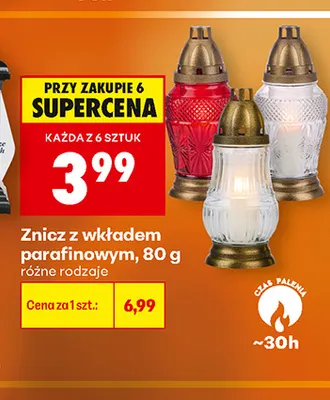 Znicz z wkładem parafinowym 80 g promocja w Biedronka