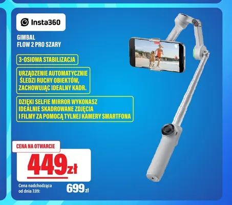 Gimbal Insta360 Flow 2 Pro szary promocja w RTV EURO AGD