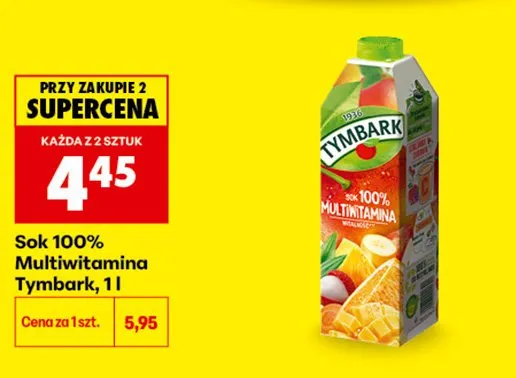 Sok 100% Multiwitamina Tymbark promocja w Biedronka