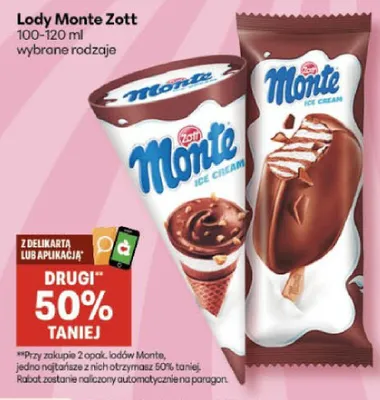 Lody Monte Zott promocja w Delikatesy Centrum