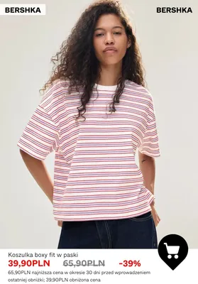 Koszulka boxy fit w paski Bershka promocja w Bershka