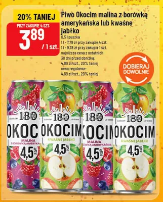 Piwo Okocim malina z borówką amerykańską promocja w POLOmarket