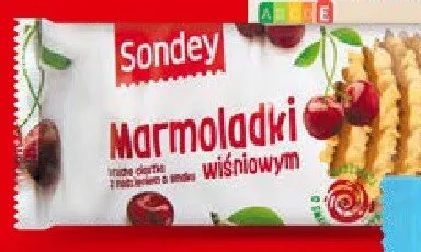 Marmoladki kruche ciastka z nadzieniem o smaku wiśniowym Sondey promocja w Lidl
