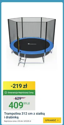 Trampolina 312cm z siatką i drabinką ERLI promocja w ERLI