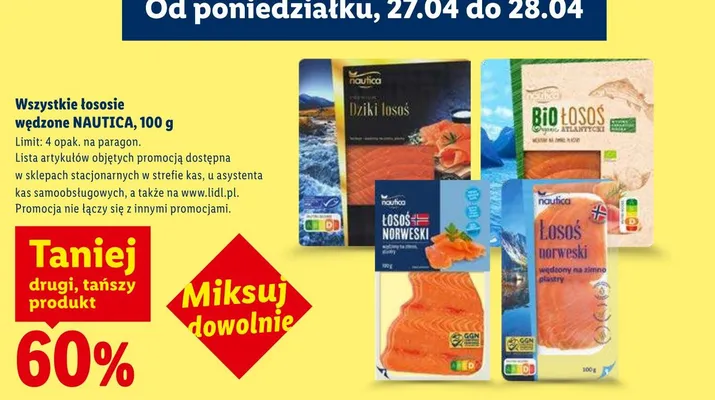 Łosoś wędzony Nautica Dziki łosoś promocja w Lidl