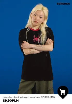 Koszulka z kontrastowym nadrukiem Spider-Man Bershka promocja w Bershka