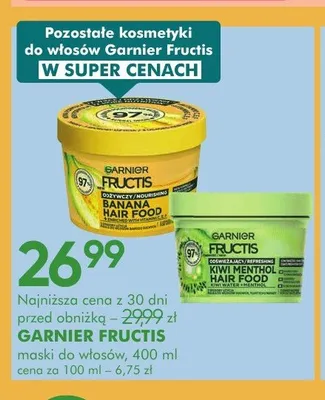 Maska do włosów Garnier Fructis Banana Hair Food promocja w Super-Pharm