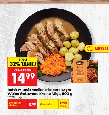 Indyk w sosie maślano-koperkowym Wolno Gotowane Kraina Mięs promocja w Biedronka