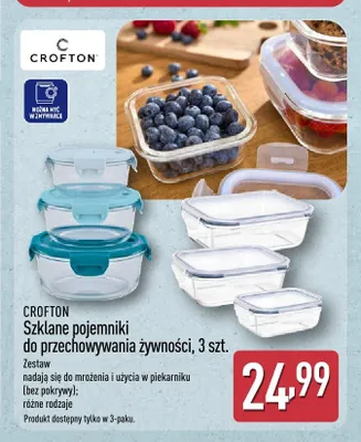 Szklane pojemniki do przechowywania żywności prostokątne Crofton 3-pak promocja w Aldi