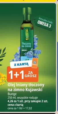 Olej lniany tłoczony na zimno Kujawski promocja w Leclerc