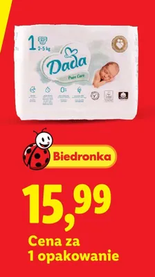 Pieluchy Dada Pure Care rozmiar 1 2-5kg promocja w Lidl
