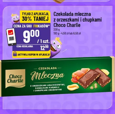 Czekolada mleczna z orzeszkami i chrupkami Choco Charlie promocja w POLOmarket
