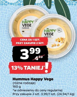 Hummus Happy Vege promocja w Netto