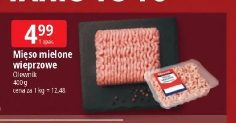 Mięso mielone wieprzowe Olewnik promocja w Leclerc