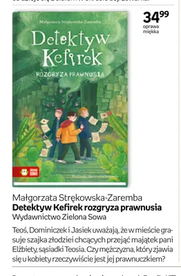 Książka Detektyw Kefirek rozgryza prawnusia Wydawnictwo Zielona Sowa promocja w Empik