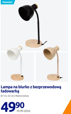 Lampa na biurko z bezprzewodową ładowarką Ø 14x32cm promocja w Action