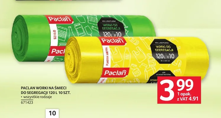 Worki na śmieci do segregacji Paclan 120 l promocja w Selgros