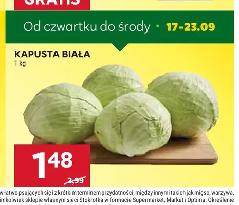 Kapusta biała promocja w Stokrotka