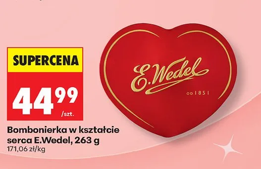 Bombonierka w kształcie serca E.Wedel 263g promocja w Biedronka