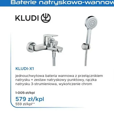 Bateria wannowa Kludi KLUDI-X1 chrom promocja w Blu Salony Łazienek