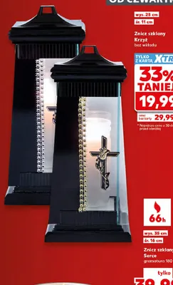 Znicz szklany Krzyż bez wkładu promocja w Kaufland