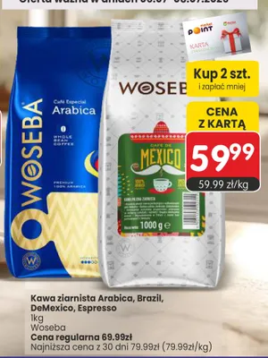 Kawa ziarnista Woseba Brazil promocja w Market Point