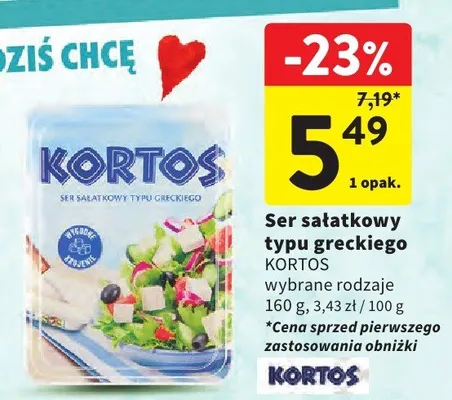 Ser sałatkowy typu greckiego Kortos wybrane rodzaje promocja w Intermarche
