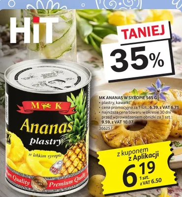 Ananas w syropie M&K 565 g promocja w Selgros