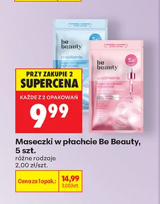 Maseczka w płachcie Be Beauty ujędrnienie promocja w Biedronka