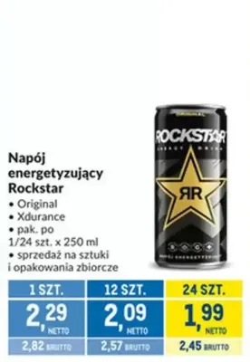 Napój energetyzujący Rockstar Original Xdurance promocja w Makro