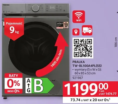 Pralka TW-BL100A4PL(SS) TOSHIBA promocja w Selgros