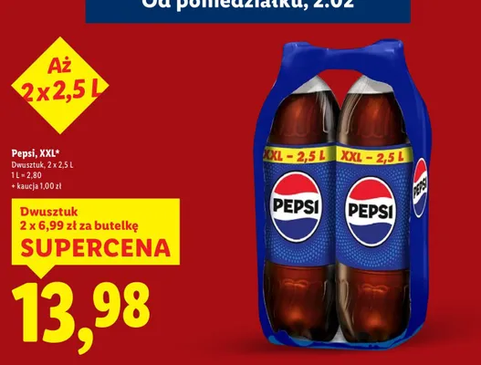 Napój gazowany XXL 2 x 2,5 l promocja w Lidl