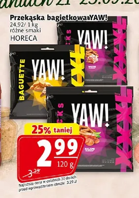 Przekąska bagietkowa YAW! promocja w Prim Market