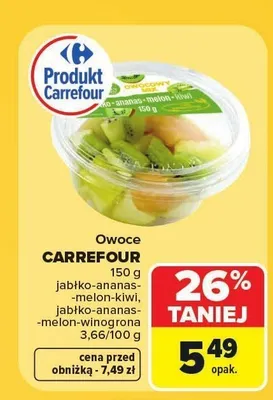 Owoce jabłko-ananas-melon-kiwi Carrefour promocja w Carrefour