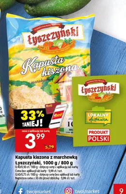 Kapusta kiszona z marchewką Łyszczyński promocja w Twój Market