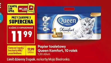 Papier toaletowy Queen Komfort 10 rolek promocja w Biedronka