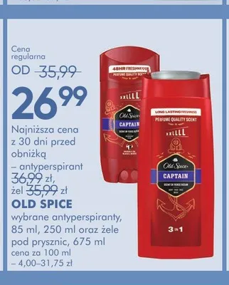 Wybrane antyperspiranty oraz żele pod prysznic OLD SPICE promocja w Super-Pharm