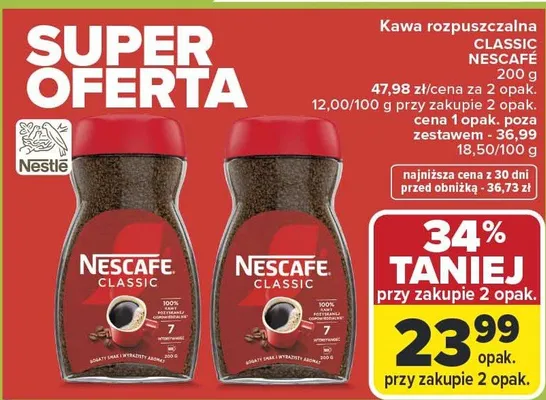 Kawa rozpuszczalna Classic promocja w Carrefour