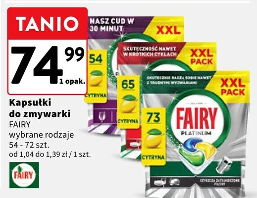 Kapsułki do zmywarki Fairy wybrane rodzaje promocja w Intermarche
