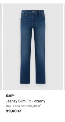 Jeansy Slim Fit GAP czarne promocja w Lounge by Zalando
