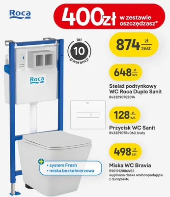 Stelaż podtynkowy WC Roca Duplo Sanit promocja w Castorama