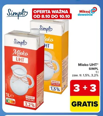 Mleko UHT Simpl 3,2% promocja w Carrefour Market