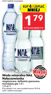 Woda mineralna NAŁ Nałęczowianka delikatnie gazowana promocja w LEWIATAN