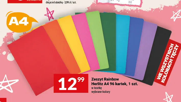 Zeszyt Rainbow Herlitz A4 96 kartek promocja w Twój Market