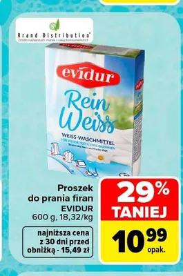 Proszek do prania firan Evidur Rein Weiss promocja w Carrefour