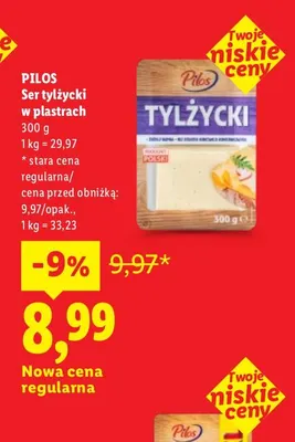 Ser tylżycki w plastrach Pilos promocja w Lidl
